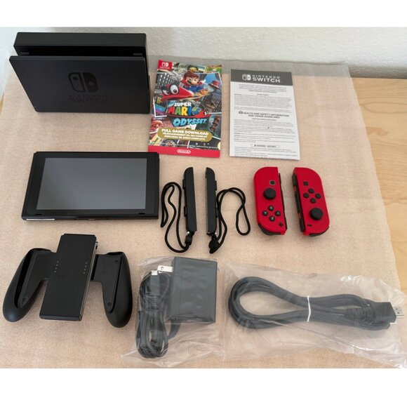 🎮 Nintendo 🎮 Switch Super Mario Odyssey Edition Bundle - Red Joy-Con - Picture 10 of 16
